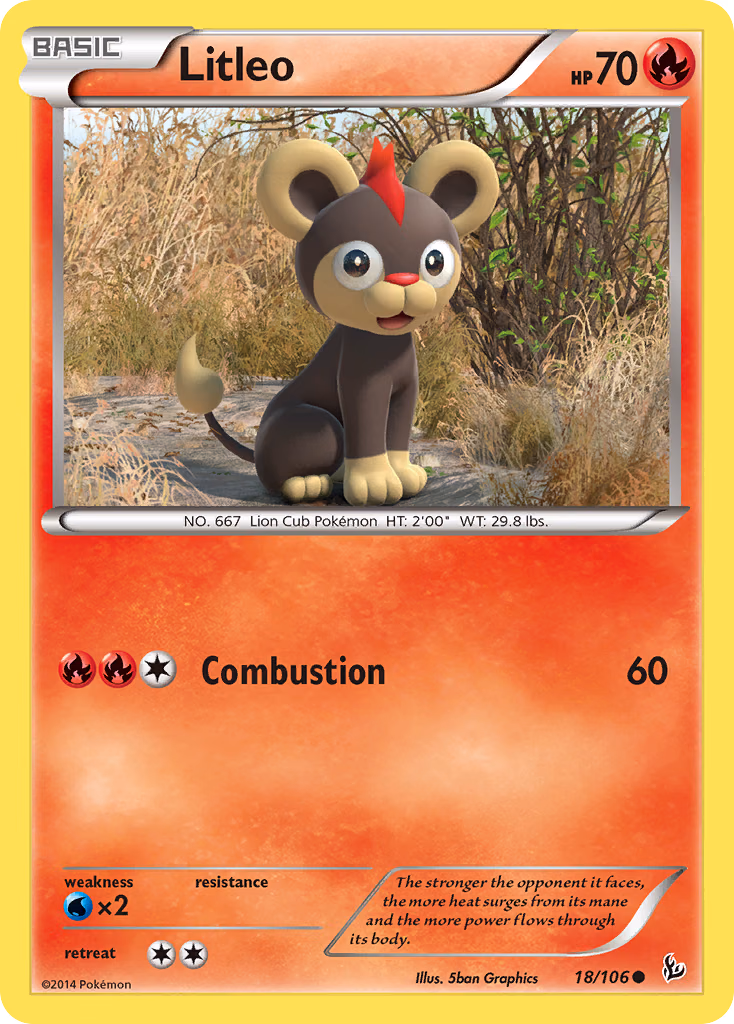 Litleo Pokemon card (18/106, Flashfire)
