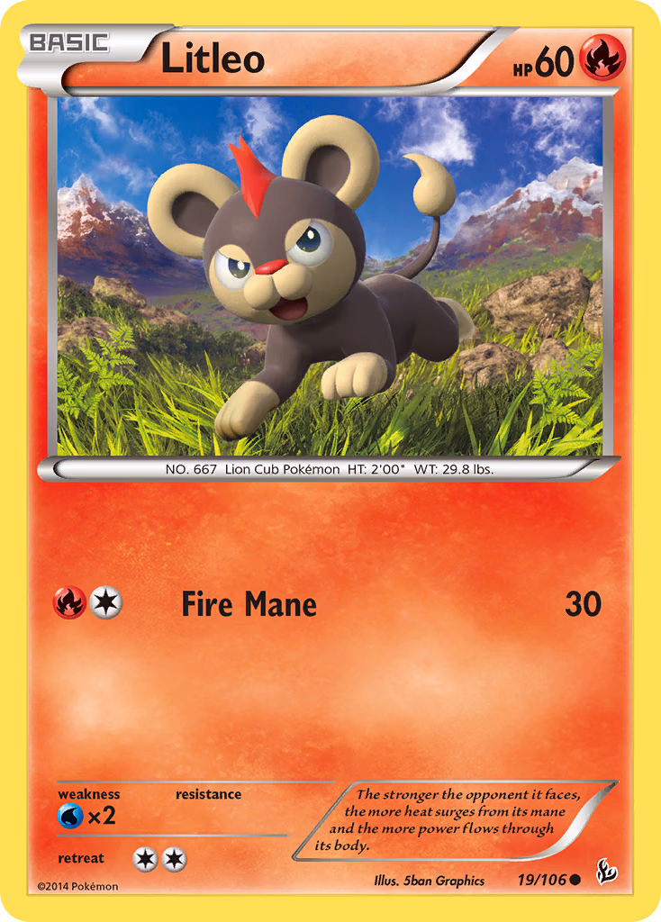 Litleo Pokemon card (19/106, Flashfire)