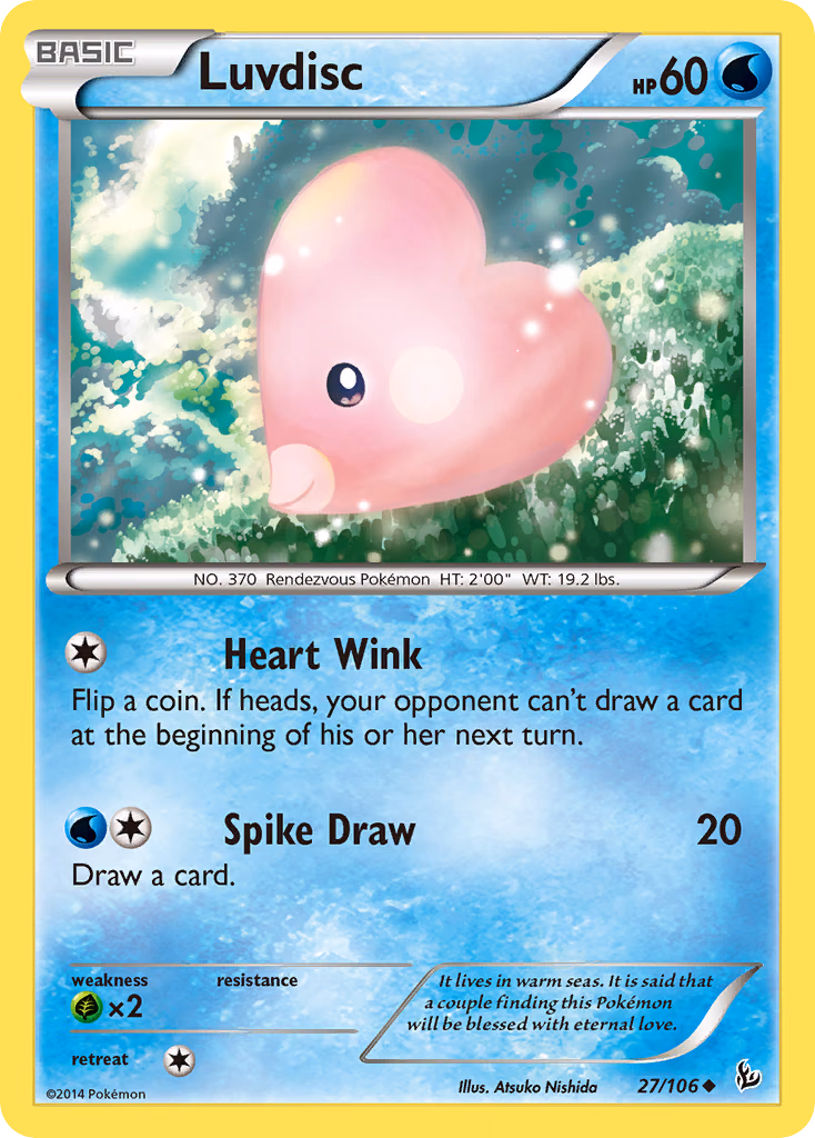 Luvdisc Pokemon card (27/106, Flashfire)