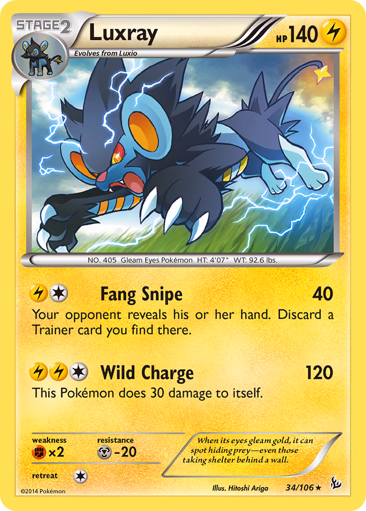 Luxray Pokemon card (34/106, Flashfire)