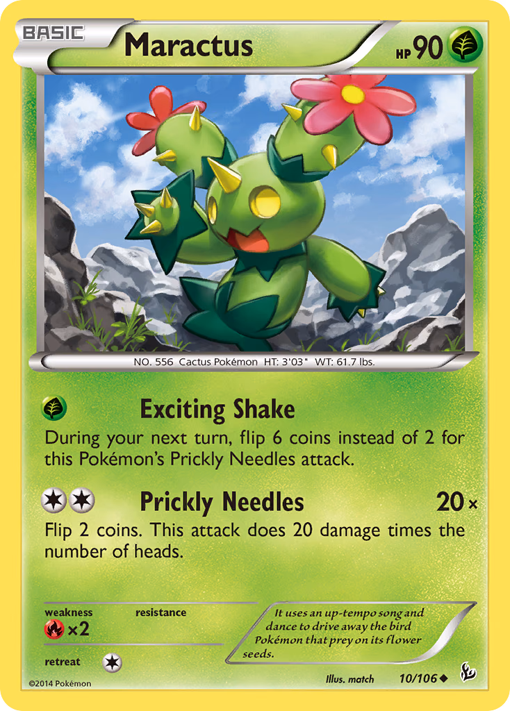 Maractus Pokemon card (10/106, Flashfire)