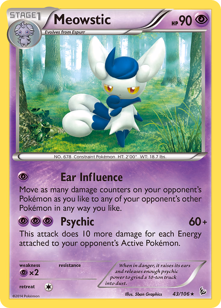 Meowstic Pokemon card (43/106, Flashfire)