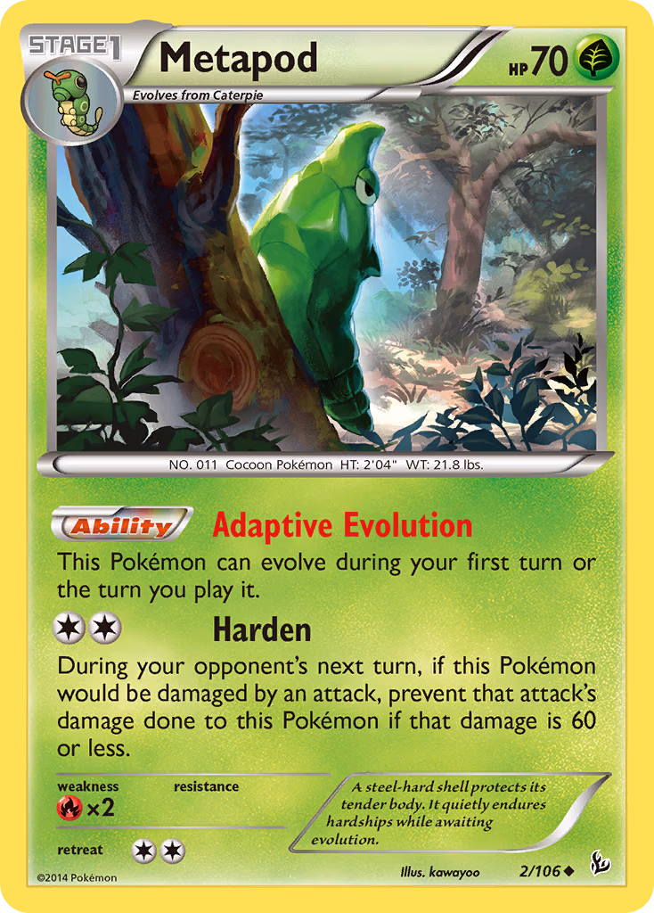 Metapod Pokemon card (2/106, Flashfire)