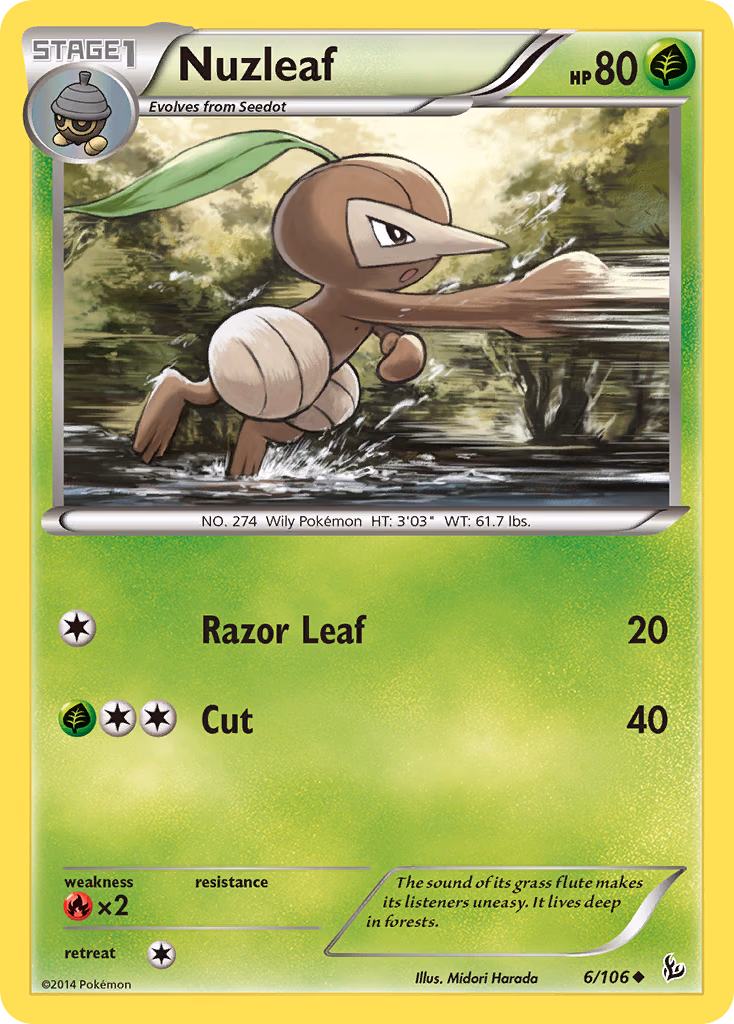 Nuzleaf Pokemon card (6/106, Flashfire)