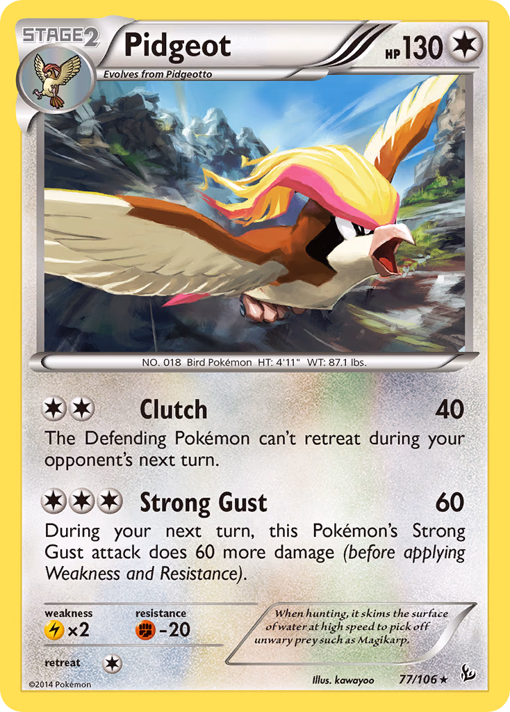 Pidgeot Pokemon card (77/106, Flashfire)
