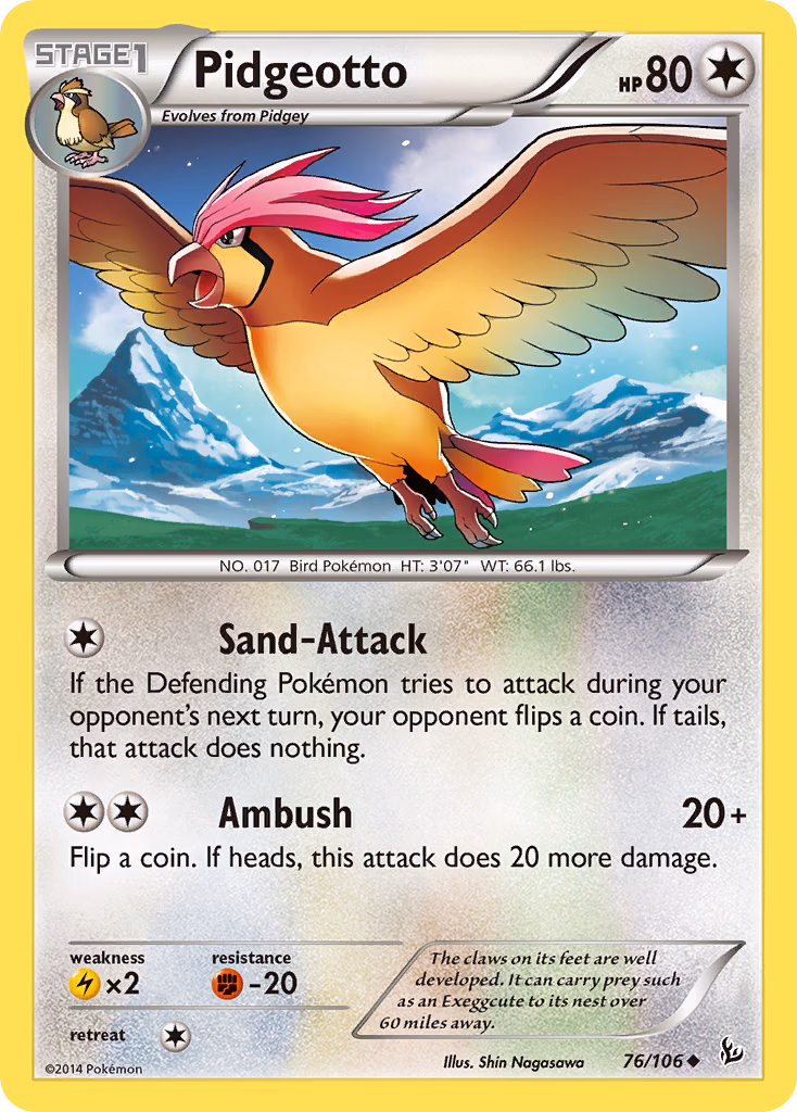 Pidgeotto Pokemon card (76/106, Flashfire)