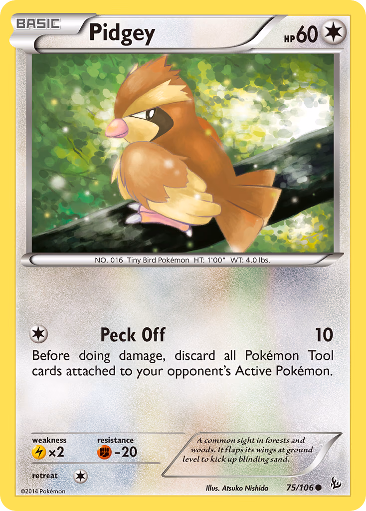 Pidgey Pokemon card (75/106, Flashfire)