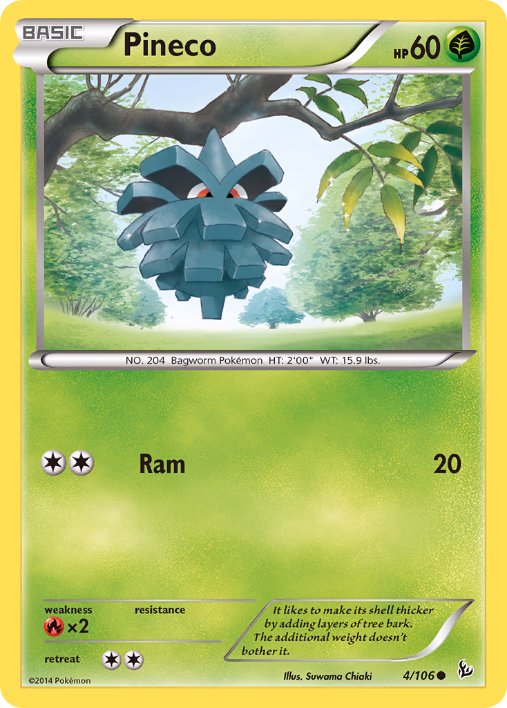 Pineco Pokemon card (4/106, Flashfire)
