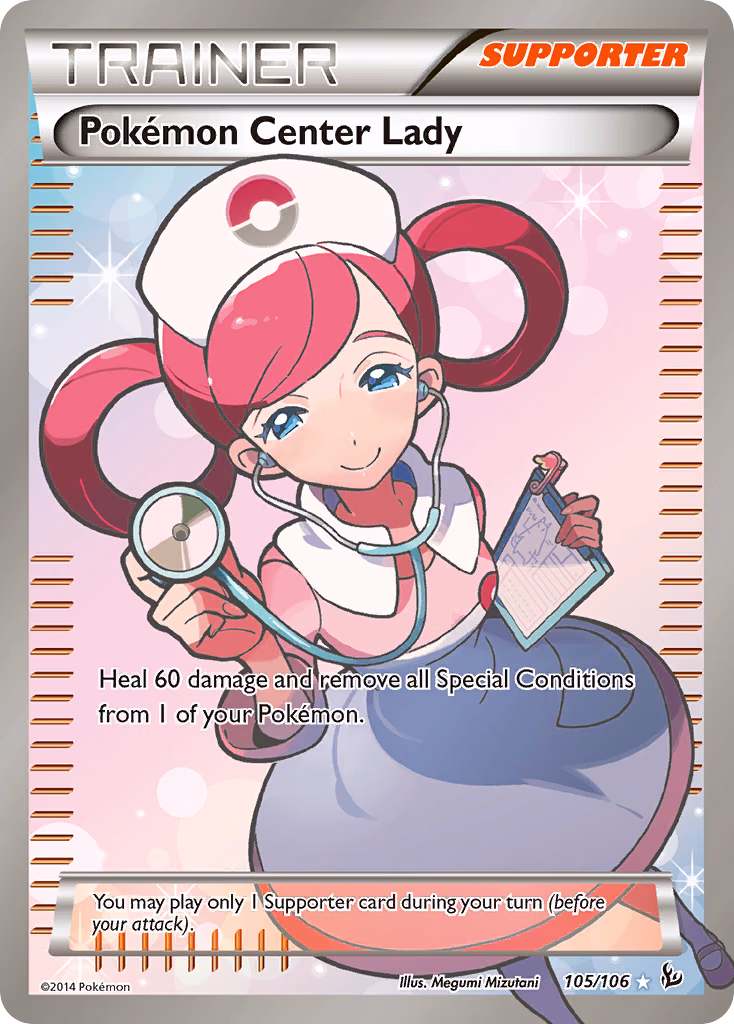 Pokémon Center Lady Pokemon card (105/106, Flashfire)