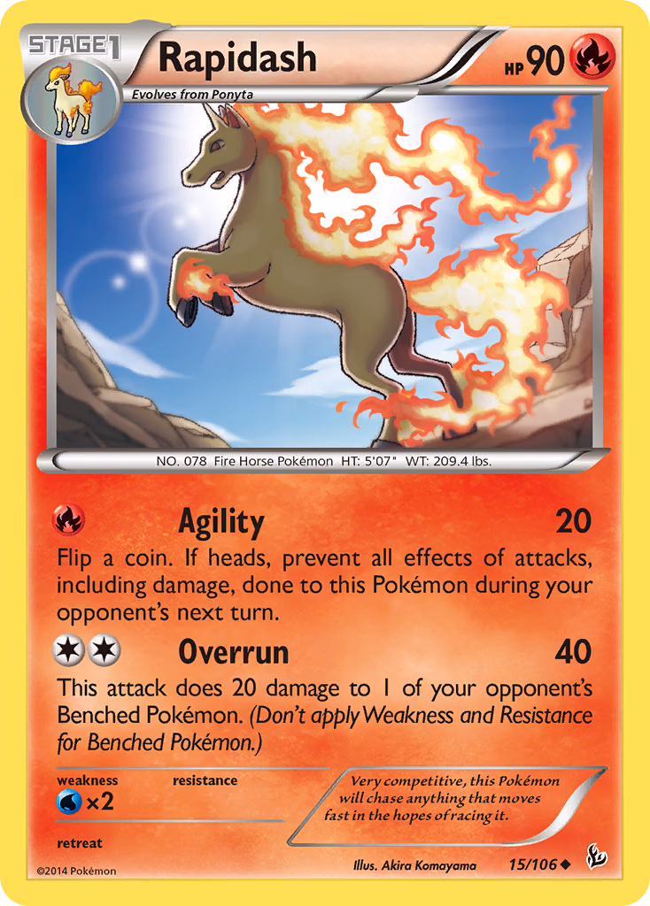 Rapidash Pokemon card (15/106, Flashfire)
