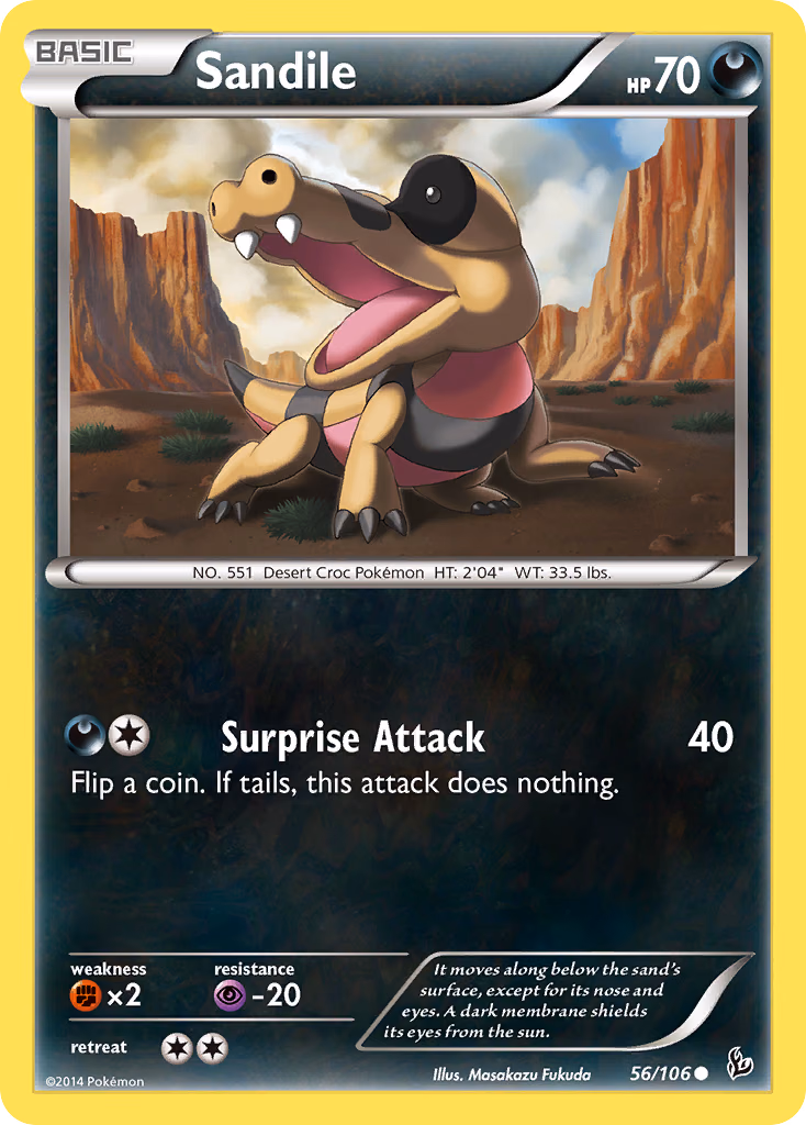 Sandile Pokemon card (56/106, Flashfire)