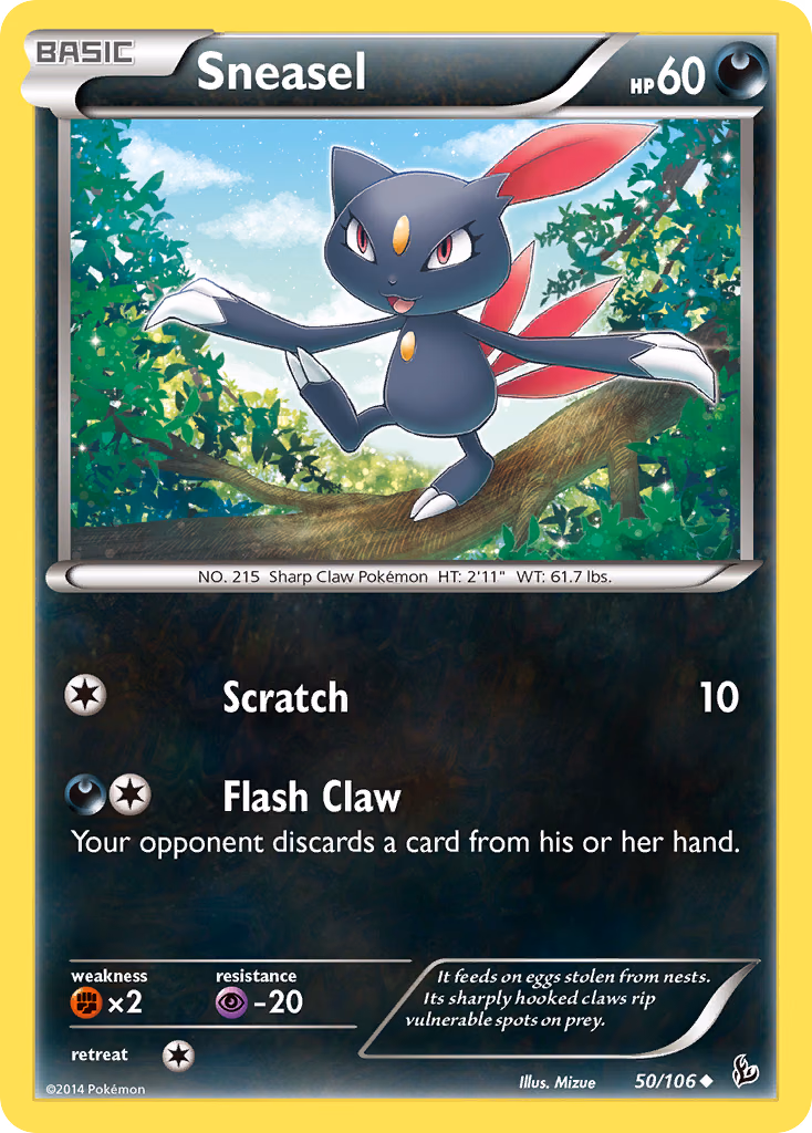 Sneasel Pokemon card (50/106, Flashfire)
