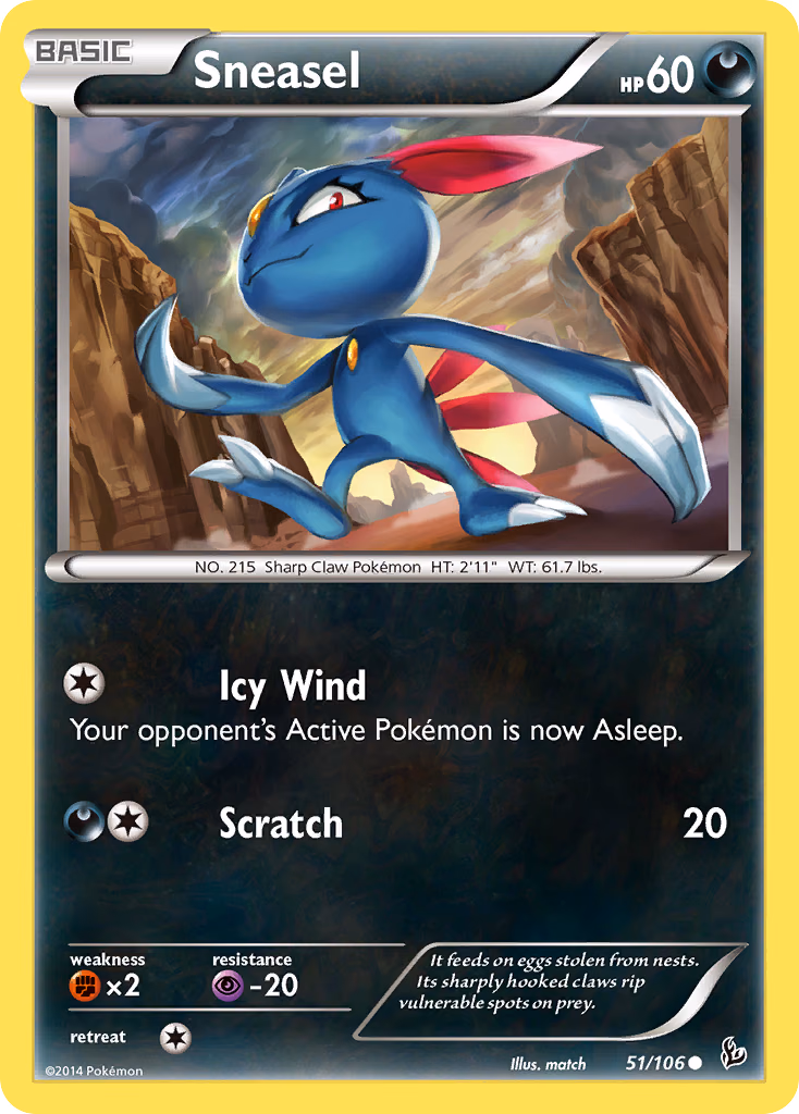 Sneasel Pokemon card (51/106, Flashfire)
