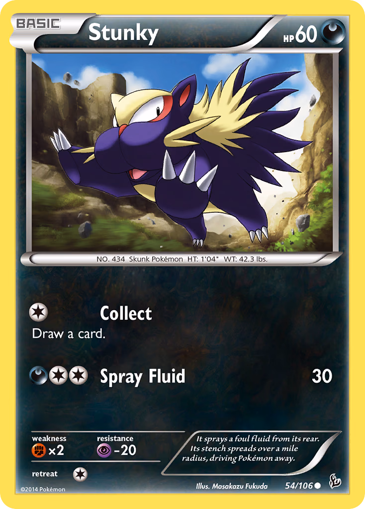Stunky Pokemon card (54/106, Flashfire)