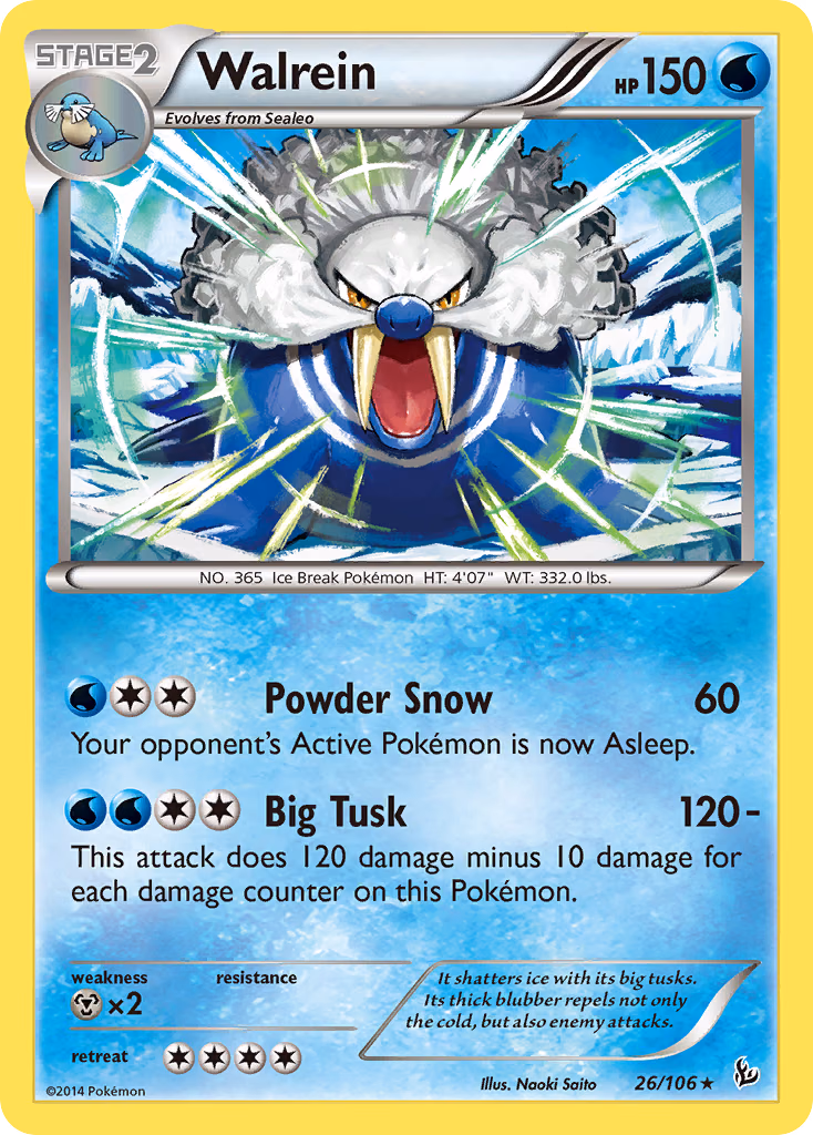 Walrein Pokemon card (26/106, Flashfire)