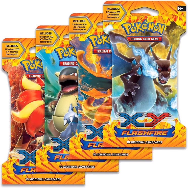 Pokemon Flashfire Sleeved Booster Pack Art Bundle [Set of 4]