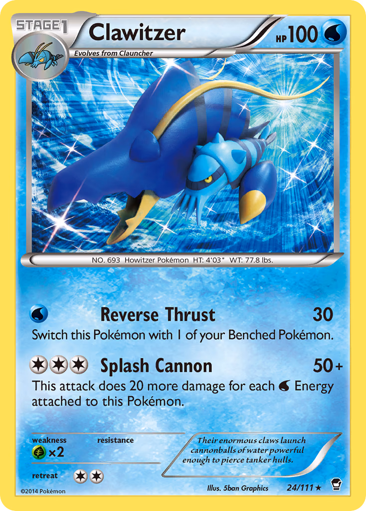 Clawitzer Pokemon card (24/111, Furious Fists)