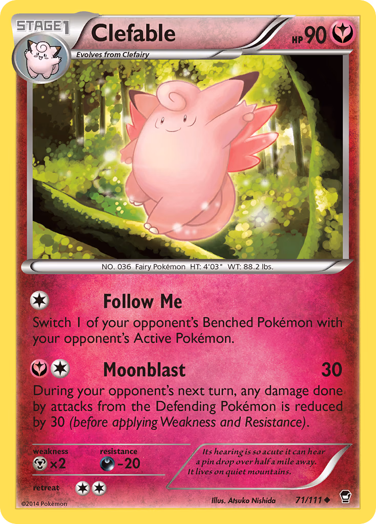 Clefable Pokemon card (71/111, Furious Fists)