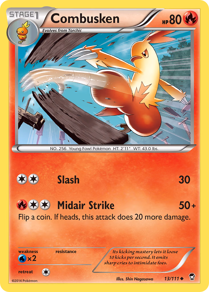 Combusken Pokemon card (13/111, Furious Fists)