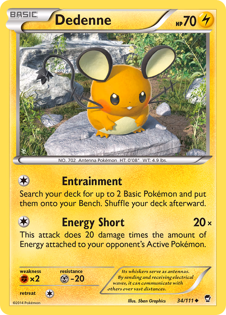 Dedenne Pokemon card (34/111, Furious Fists)