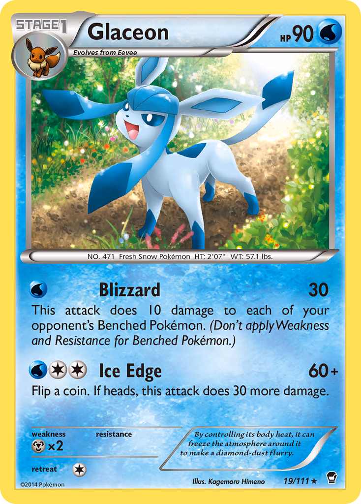 Glaceon Pokemon card (19/111, Furious Fists)