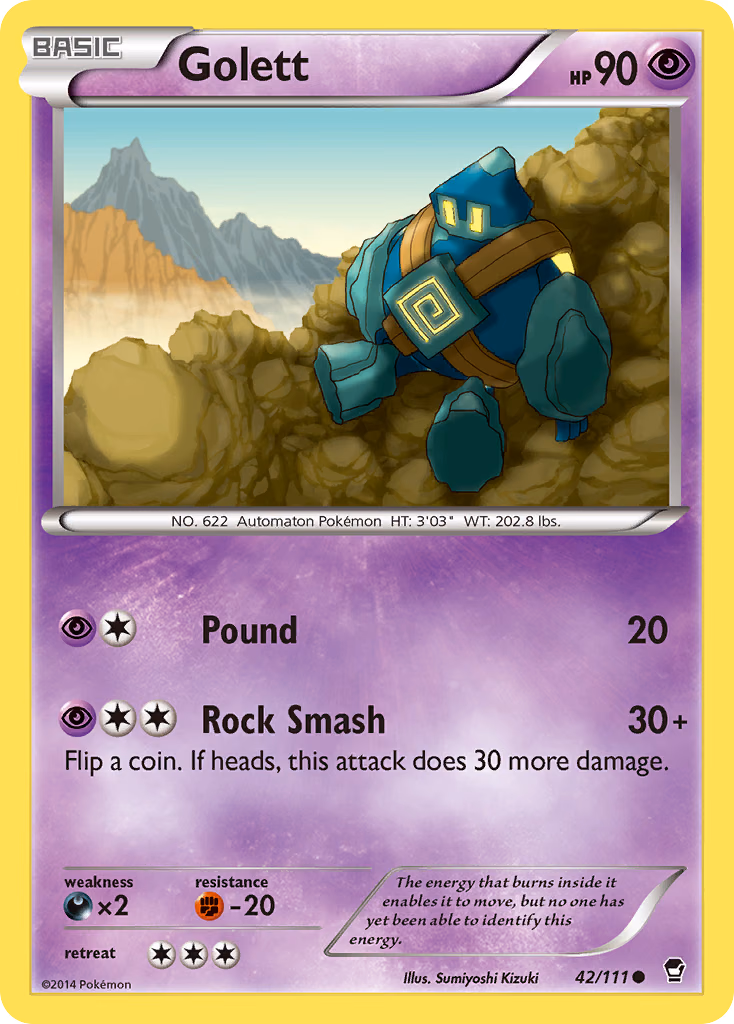 Golett Pokemon card (42/111, Furious Fists)