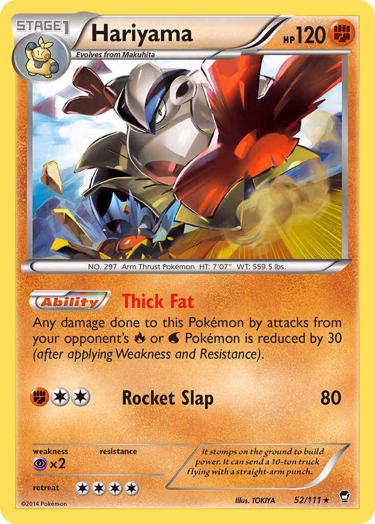 Hariyama Pokemon card (52/111, Furious Fists)