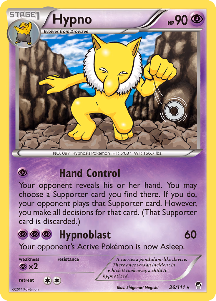 Hypno Pokemon card (36/111, Furious Fists)