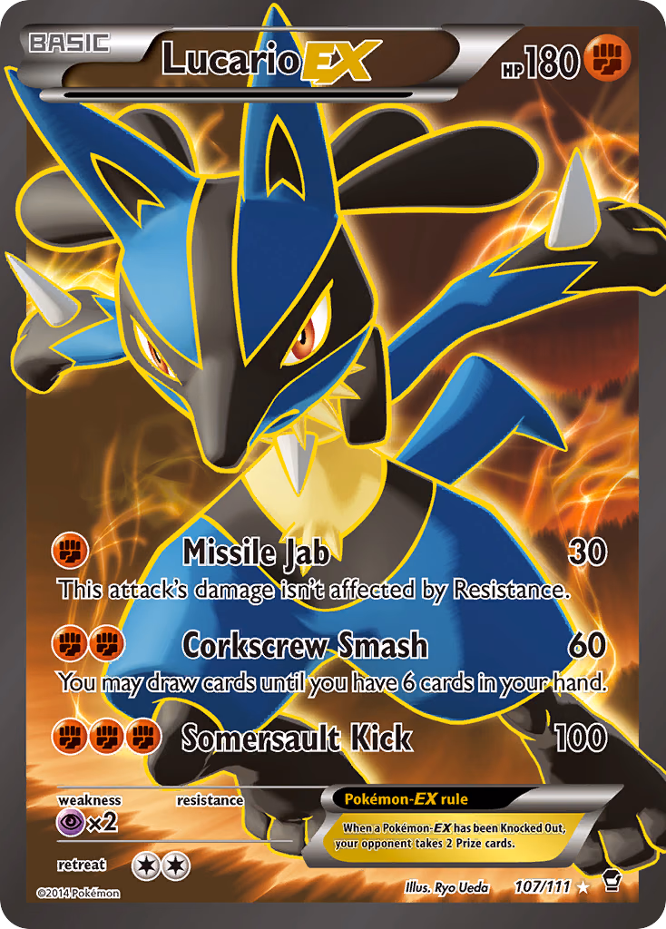Lucario-EX Pokemon card (107/111, Furious Fists)