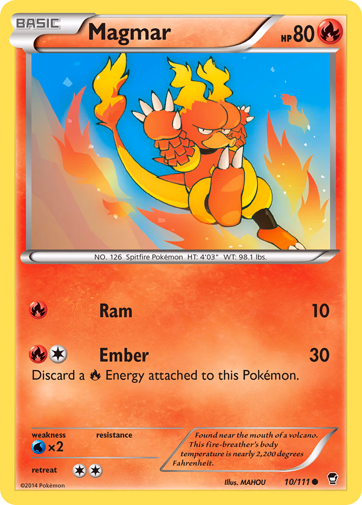 Magmar Pokemon card (10/111, Furious Fists)