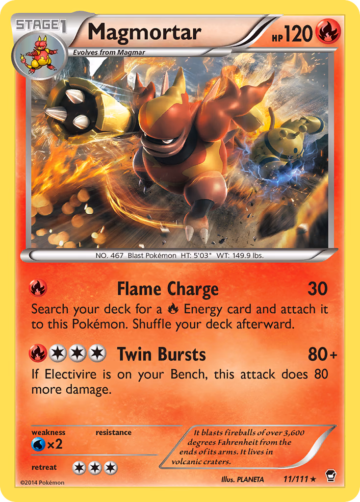 Magmortar Pokemon card (11/111, Furious Fists)