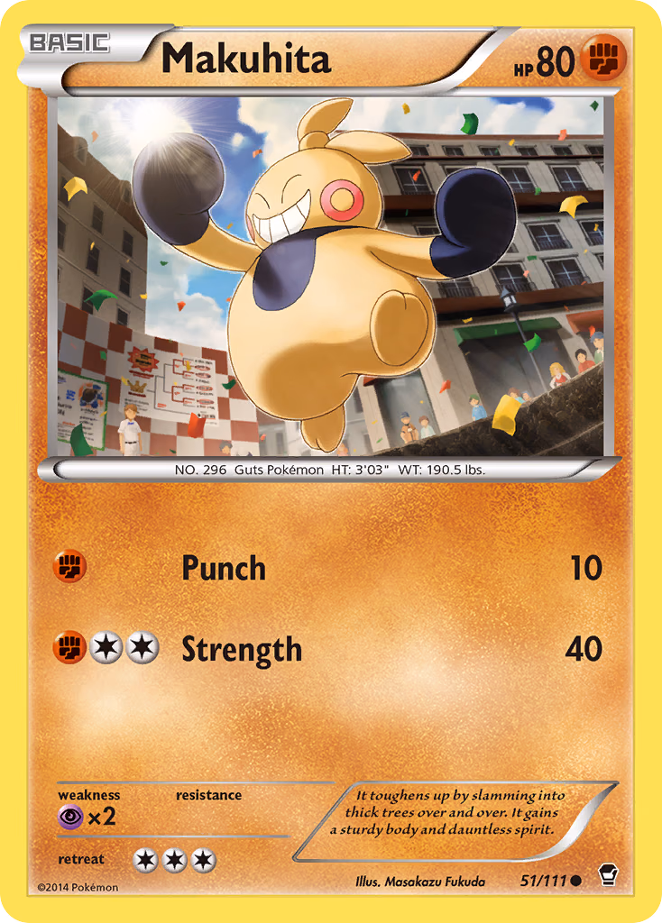 Makuhita Pokemon card (51/111, Furious Fists)