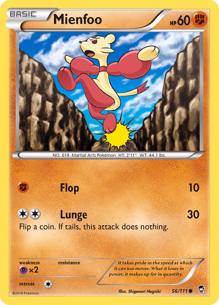 Mienfoo Pokemon card (56/111, Furious Fists)