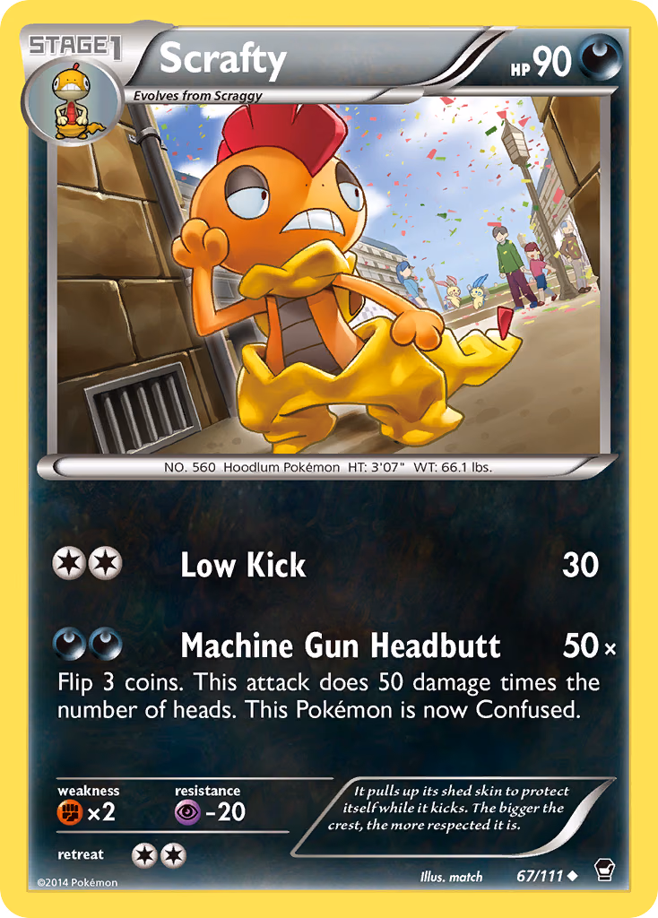 Scrafty Pokemon card (67/111, Furious Fists)