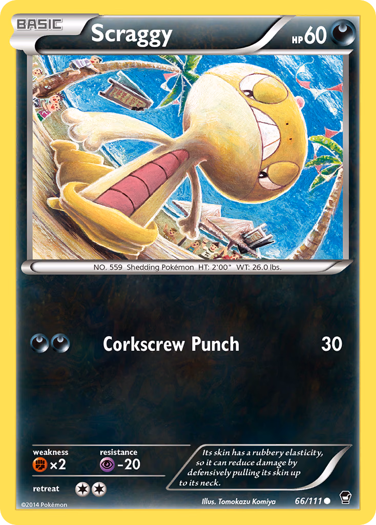 Scraggy Pokemon card (66/111, Furious Fists)