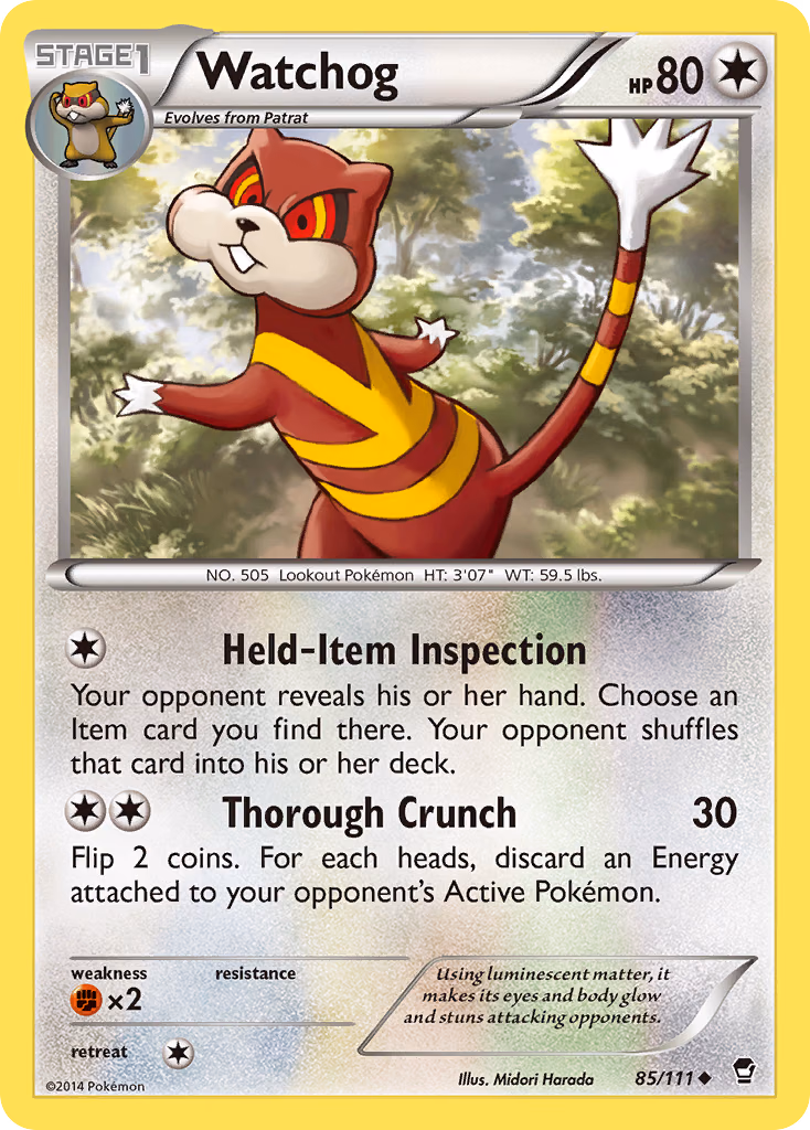 Watchog Pokemon card (85/111, Furious Fists)