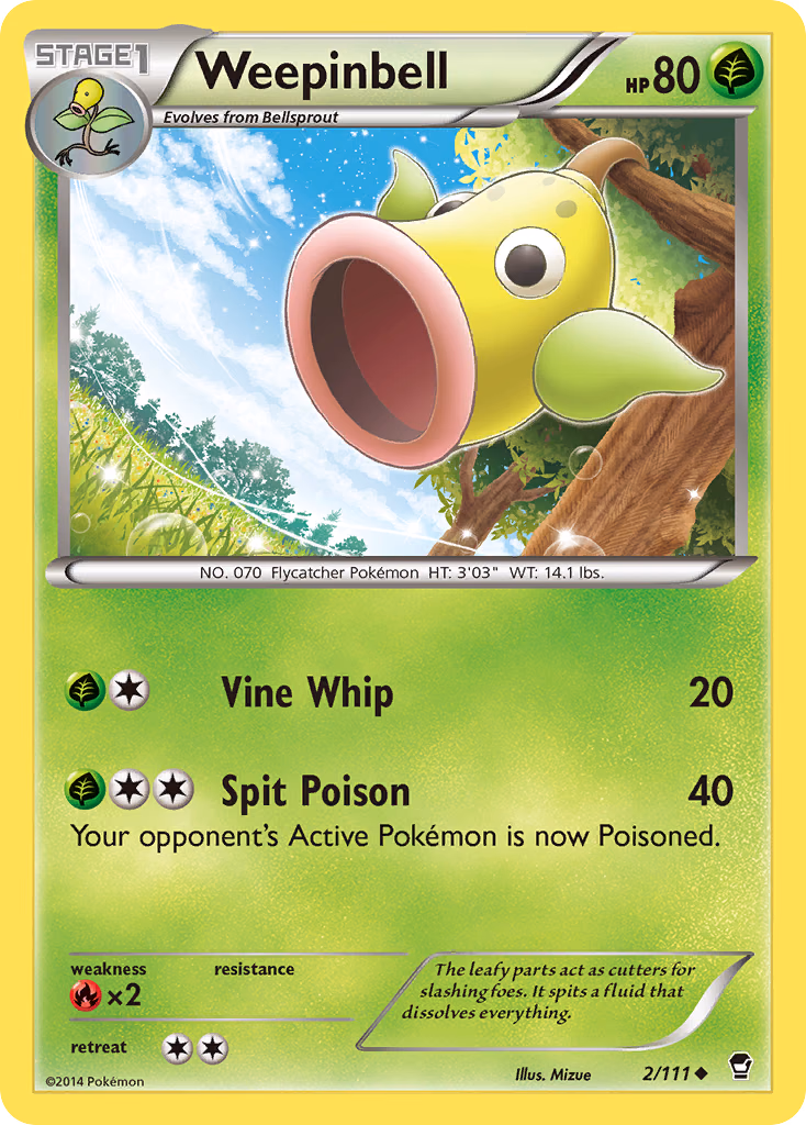 Weepinbell Pokemon card (2/111, Furious Fists)