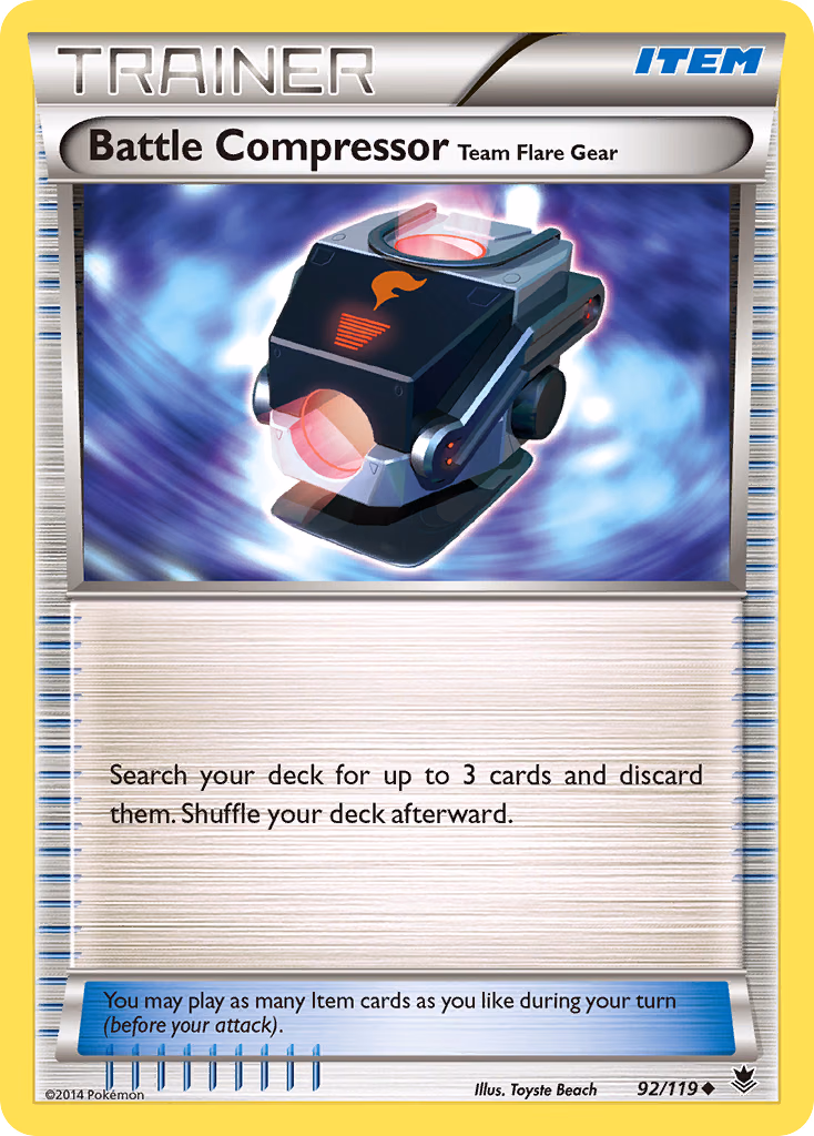 Battle Compressor Team Flare Gear Pokemon card (92/119, Phantom Forces)