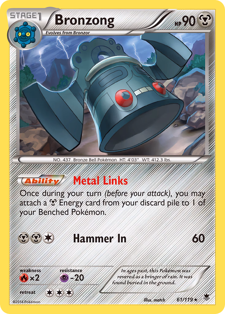 Bronzong Pokemon card (61/119, Phantom Forces)