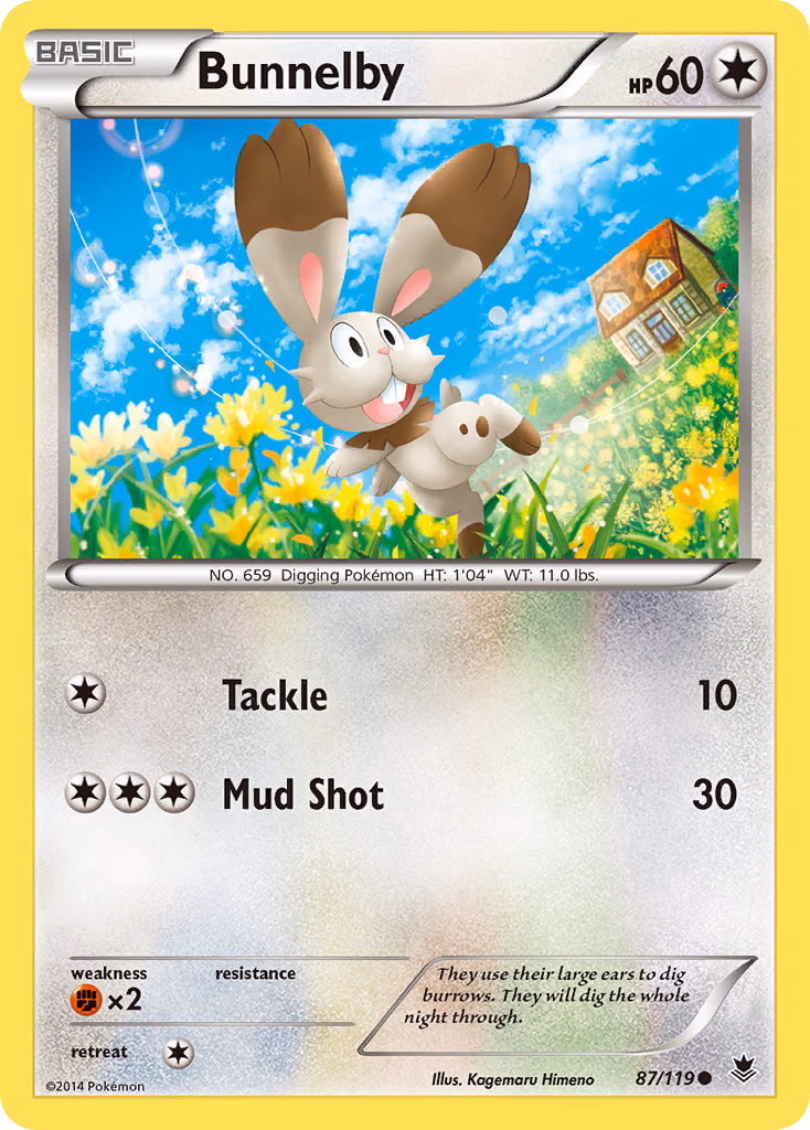 Bunnelby Pokemon card (87/119, Phantom Forces)