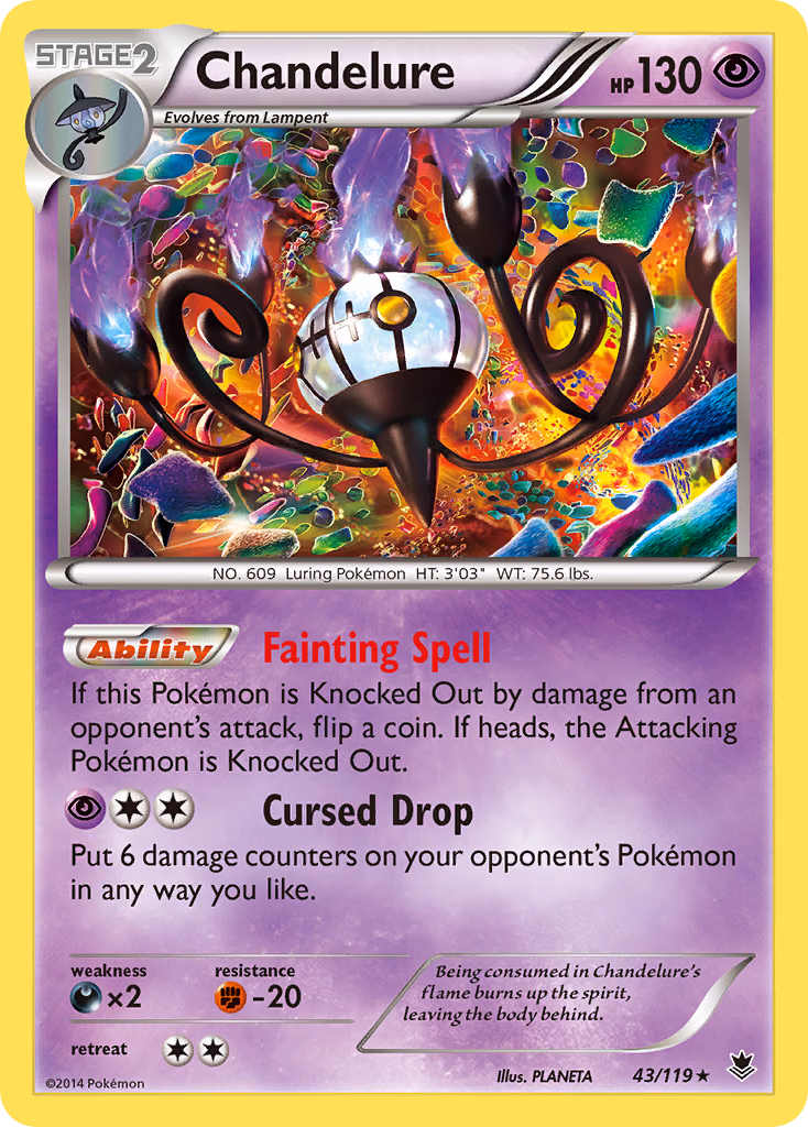 Chandelure Pokemon card (43/119, Phantom Forces)