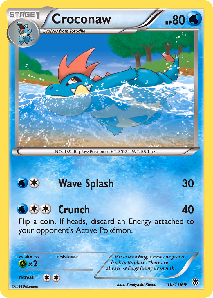Croconaw Pokemon card (16/119, Phantom Forces)