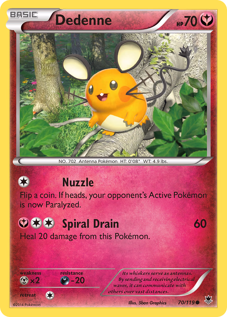Dedenne Pokemon card (70/119, Phantom Forces)