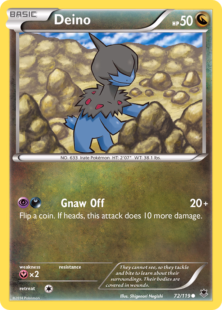 Deino Pokemon card (72/119, Phantom Forces)