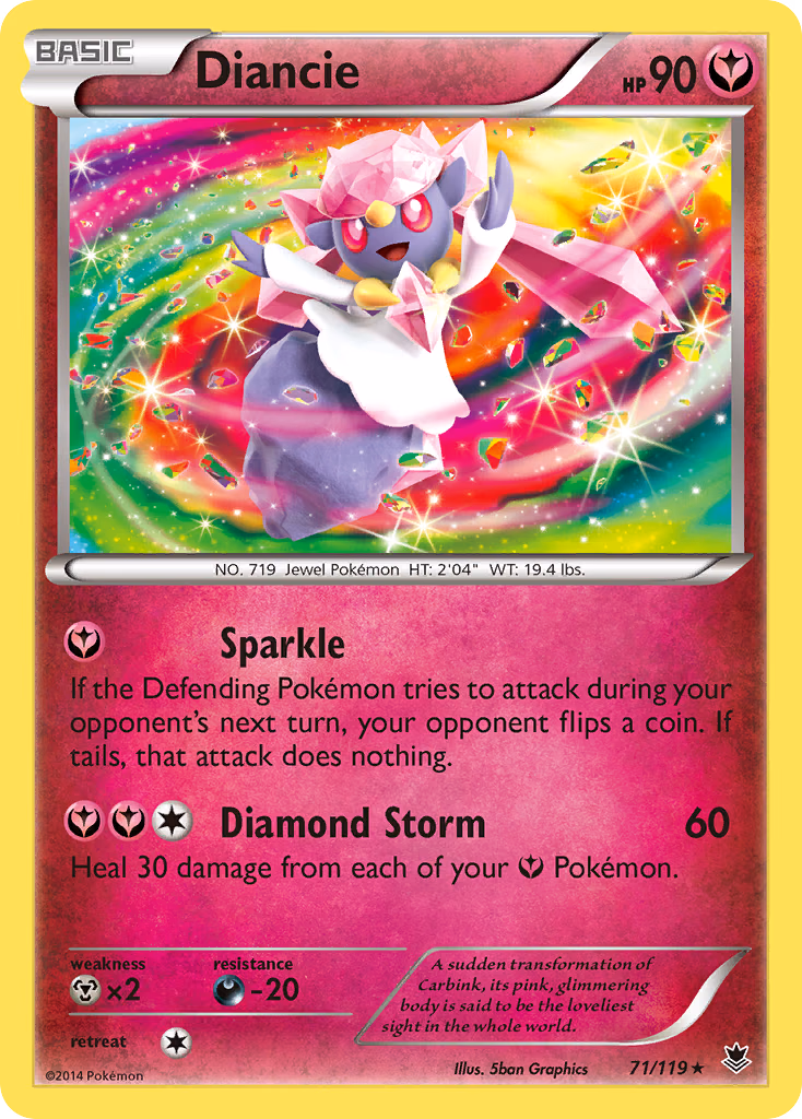 Diancie Pokemon card (71/119, Phantom Forces)