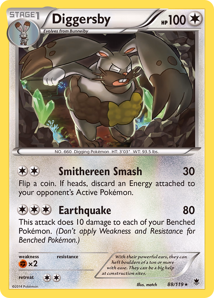 Diggersby Pokemon card (88/119, Phantom Forces)