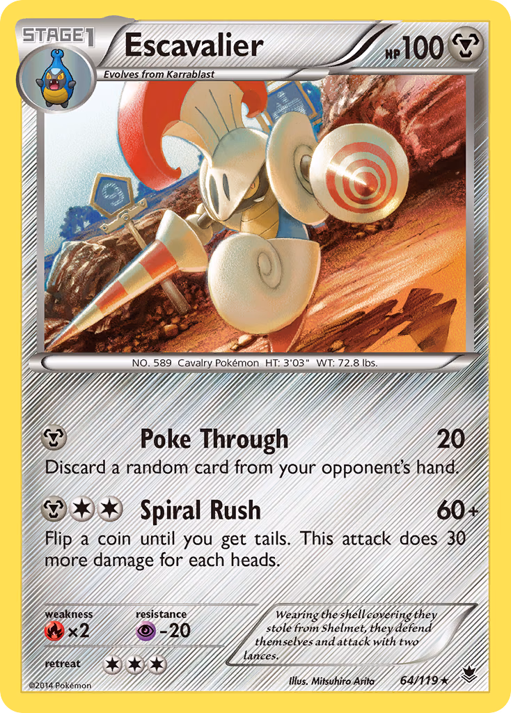 Escavalier Pokemon card (64/119, Phantom Forces)