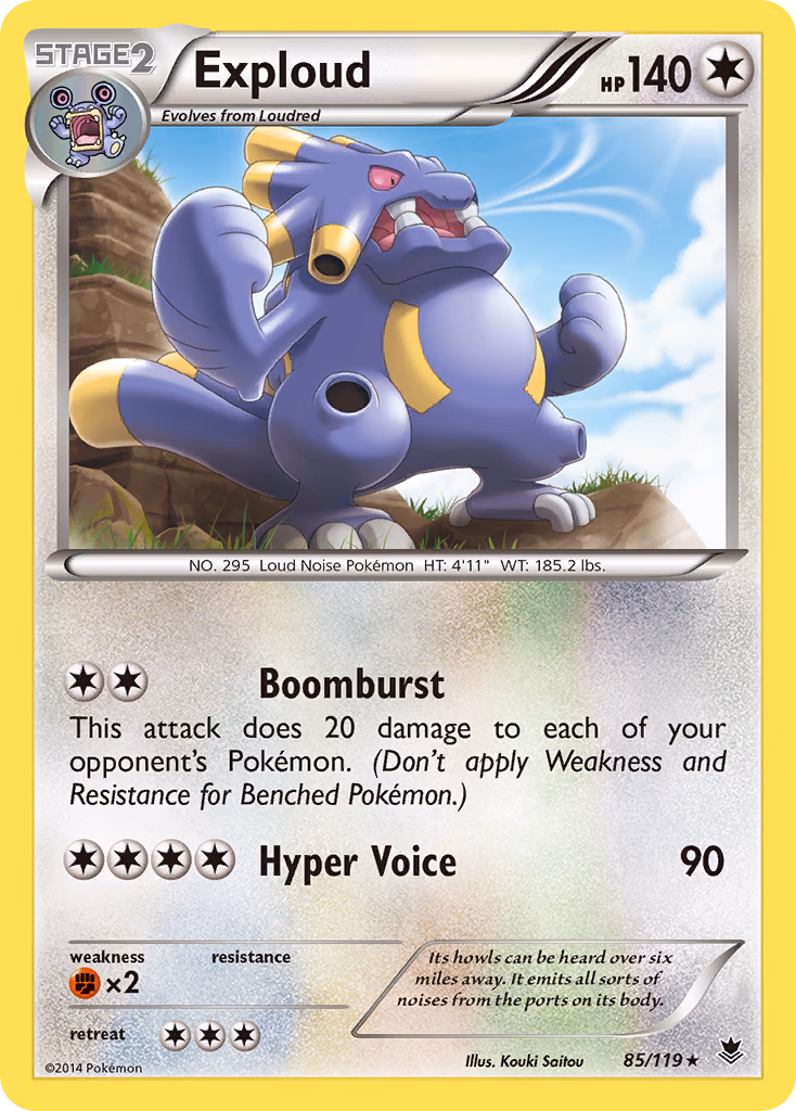 Exploud Pokemon card (85/119, Phantom Forces)