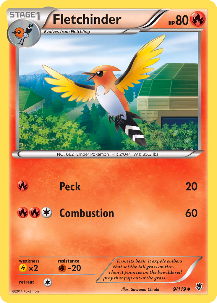 Fletchinder Pokemon card (9/119, Phantom Forces)