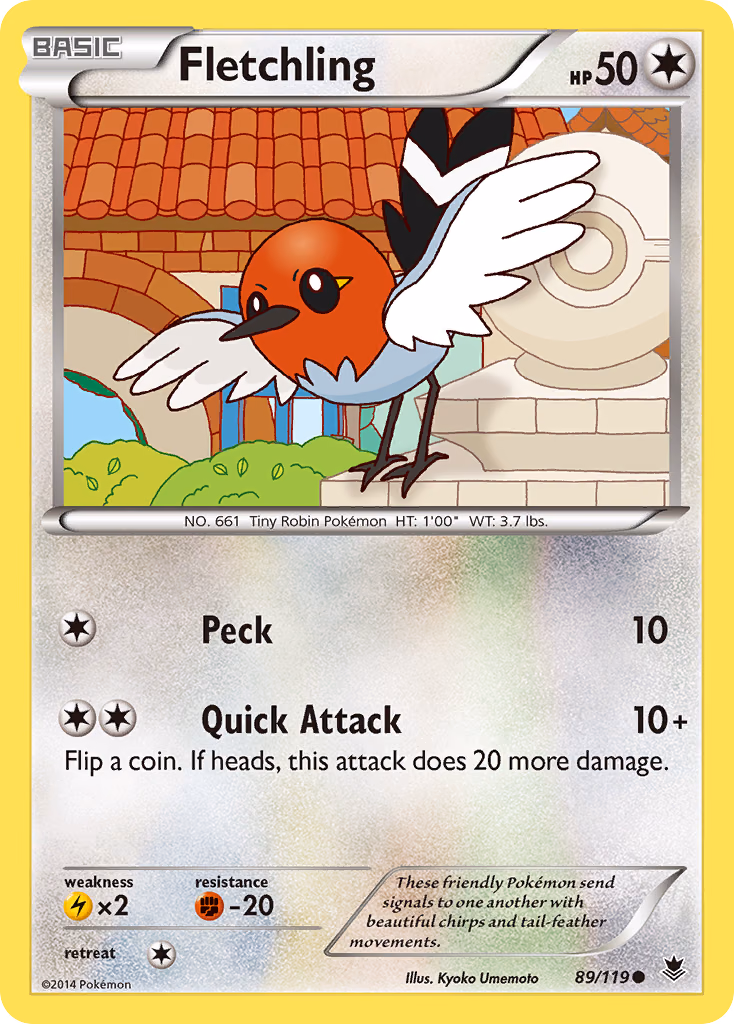 Fletchling Pokemon card (89/119, Phantom Forces)